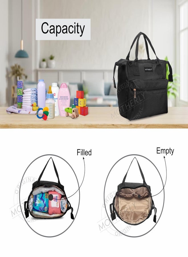 Motherly Mini Diaper Bag for Mothers |Small Diaper handbag for mom for travel (Black) - Image 4